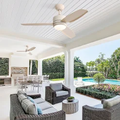 Ventilateur plafond 117 cm avec lumière LED, 3 pales ABS, moteur DC 6 vitesses télécommande