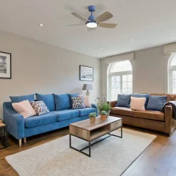 Ventilateur plafond 107 cm avec LED 22W, télécommande, 5 pales ABS, idéal chambre salon bureau