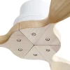 Ventilateur plafond 132 cm bois massif, 3 pales, moteur DC réversible, télécommande, sans lumière