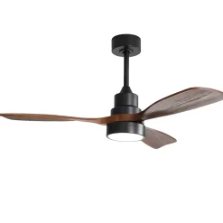 Ventilateur plafond 122 cm bois, 3 pales solides, moteur DC réversible, télécommande