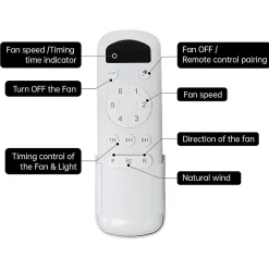 Ventilateur plafond 132 cm bois sculpté, moteur DC réversible, télécommande, sans lumière