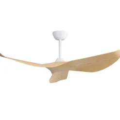 Ventilateur plafond 132 cm sans lumière, moteur DC réversible, 3 pales ABS, 6 vitesses, télécommande