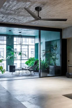 Ventilateur plafond 3 pales noir acier moteur DC telecommande inverseur