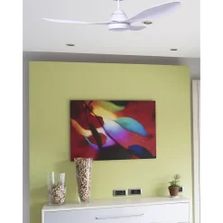 Ventilateur plafond acier blanc avec LED moteur DC 5 vitesses inverseur