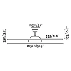 Ventilateur plafond acier blanc avec LED moteur DC 5 vitesses inverseur