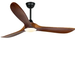 Ventilateur Plafond DC Réversible Noir en Bois avec Lumière, Télécommande - EXQUIO, 108 cm