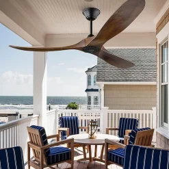 Ventilateur Plafond DC Réversible Noir et Bois sans Lumière, Télécommande - EXQUIO, 152.4 cm