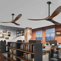 Ventilateur Plafond DC Réversible Noir et Bois sans Lumière, Télécommande - EXQUIO, 152.4 cm