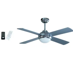 Ventilateur Plafonnier Eclairage 4 pales 60 W 3 vitesses Diam 121 cm Télécommande NIKLAS