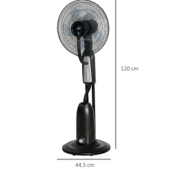 Ventilateur sur pied 120 cm avec brumisateur 2,8L, angle réglable, nébuliseur métal