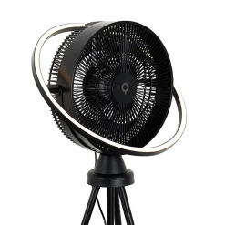 Ventilateur sur pied trépied noir avec LED 3 niveaux de luminosité réglable - Marleen