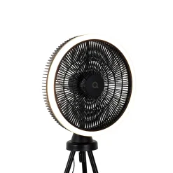 Ventilateur sur pied trépied noir avec LED à intensité variable 3 niveaux - Meric