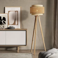 Vicco Lampadaire rotin/crème 45x142cm