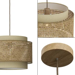 Vicco Plafonnier rotin/crème 45x31cm