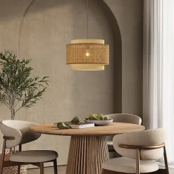 Vicco Plafonnier rotin/crème 45x31cm