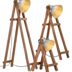 vidaXL Lampadaire 3 pcs Lampe sur Pied Eclairage Luminaire Salon Chambre à Coucher Couloir Maison Intérieur Argenté E27 Bois 32059