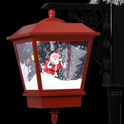 vidaXL Lampadaire de Noël avec Père Noël Noir et rouge 81x40x188cm PVC