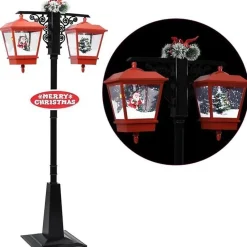vidaXL Lampadaire de Noël avec Père Noël Noir et rouge 81x40x188cm PVC