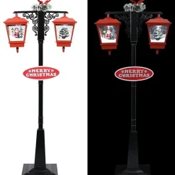 vidaXL Lampadaire de Noël avec Père Noël Noir et rouge 81x40x188cm PVC