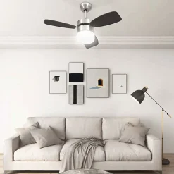vidaXL Ventilateur de plafond lampe et télécommande 76 cm Marron foncé 51493
