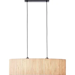 WIMEA Suspension 2L noir/naturel, métal/jonc de mer, E27 52W ampoule non incluse