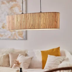 WIMEA Suspension 2L noir/naturel, métal/jonc de mer, E27 52W ampoule non incluse