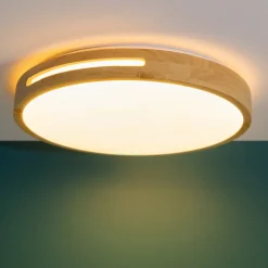 WOODBURY Plafonnier bois clair/blanc LED intégrée 24W bois/plastique/métal ampoule incluse