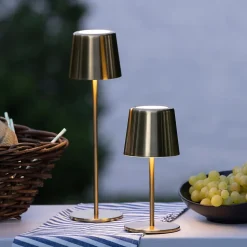 XAANA Lampe à poser extérieure LED 4W 300lm - laiton brossé - métal - CCT - dimmable - rechargeable câble USB