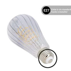 Xanlite - Ampoule Filament LED déco verre ciselé ST64, culot E27, 240 Lumens, Blanc chaud - RFDE240STSTRS