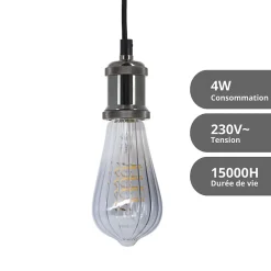 Xanlite - Ampoule Filament LED déco verre ciselé ST64, culot E27, 240 Lumens, Blanc chaud - RFDE240STSTRS