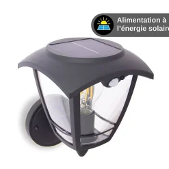 Xanlite - Applique murale solaire rétro LED IP44, 400 lumens, détecteur de mouvement, avec ampoule, Noir - SO2011AR