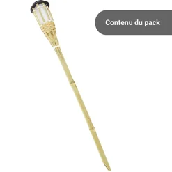 Xanlite - Balise solaire LED IP44 en bambou, effet flambeau, 74 cm, IP44 - SOBABAM