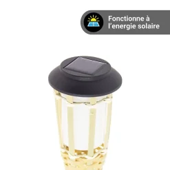 Xanlite - Balise solaire LED IP44 en bambou, effet flambeau, 74 cm, IP44 - SOBABAM