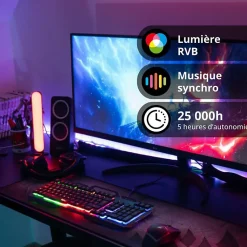 Xanlite - Barre lumineuse LED RVB, synchronisation musicale, filaire USB - LAPRVBM