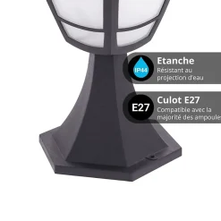 Xanlite - Borne filaire noire rétro IP44, culot E27, 40W max - BOFE40WNRET