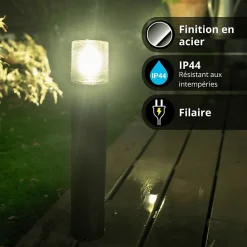 Xanlite - Borne filaire noire fumée IP44, culot E27, 40W max - BOFE40WNF