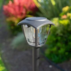 Xanlite - Borne solaire rétro LED IP44, 400 lumens, détecteur de mouvement, avec ampoule, Noir - SO2011R