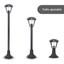 Xanlite - Borne solaire rétro LED IP44, 400 lumens, détecteur de mouvement, avec ampoule, Noir - SO2011R