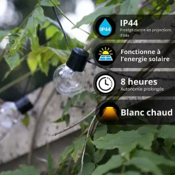 Xanlite - Guirlande Solaire Guinguette 5m IP44 - 8 Ampoules - Blanc chaud - GRL5GUINW