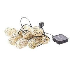 Xanlite - Guirlande Solaire Naturelle 5m IP44 - 10 boules - Rotin - GRL5NAT