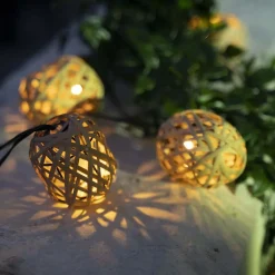 Xanlite - Guirlande Solaire Naturelle 5m IP44 - 10 boules - Rotin - GRL5NAT