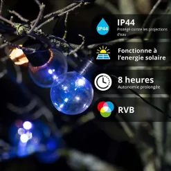 Xanlite - Guirlande Solaire Guinguette 5m IP44 - 8 Ampoules - RVB - GRL5GUINRVB