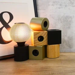 Xanlite - Lampe à poser cylindrique en métal noir , compatible culot E27, IP20, 60W puissance max - XDLAPCYCLOMN