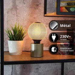 Xanlite - Lampe à poser cylindrique en métal couleur laiton, compatible culot E27, IP20, 60W puissance max - XDLAPCYCLOML