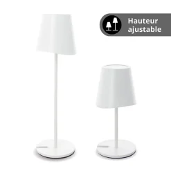 Xanlite - Lampe à poser LED IP44, 250 lumens, rechargeable USB-C, 38cm, CCT & Dimmable, Blanc - LPM38BD