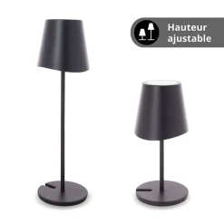 Xanlite - Lampe à poser LED IP44, 250 lumens, rechargeable USB-C, 38cm, CCT & Dimmable, Noir - LPM38ND