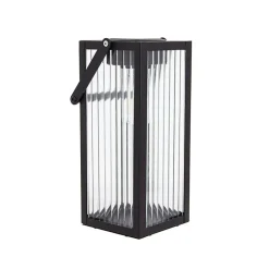 Xanlite - Lanterne Solaire Nomade 26cm IP44 - Verre ciselé & Métal - Noir - SOLARVC