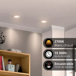 Xanlite - Lot 3 Spots GU10 conso. 4W eq. 50W 2700K Rond orientable Blanc IP20 - PACK3SP50RAB