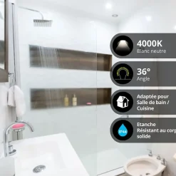 Xanlite - Lot 3 Spots GU10 Cons.4W Eq.40W 4000K Rond Noir IP44 - PAK3SP50RIP44NCW