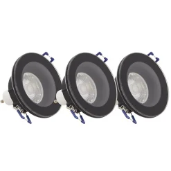 Xanlite - Lot 3 Spots GU10 Cons.4W Eq.40W 4000K Rond Noir IP44 - PAK3SP50RIP44NCW